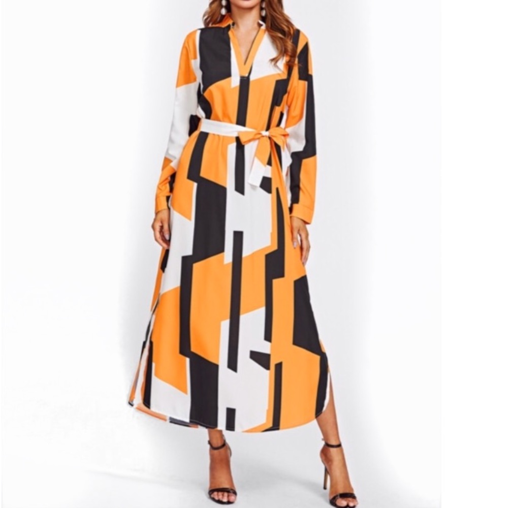New| COCO GEO PRINT SHIRT DRESS - Picture 1 of 4